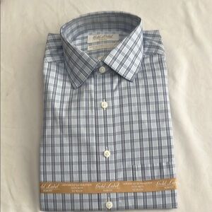 Roundtree & Yorke Blue Dress Shirt with Plaid Pattern